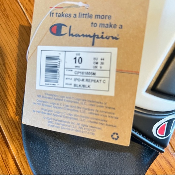 Champion Mens IPO-R Black White Red Slides Repeat C Logo All Over Slides:8,10, - Picture 13 of 13